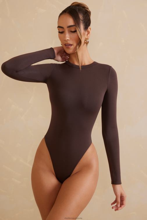 nők Oh Polly csokoládé lutana legénység nyakú hosszú ujjú body 6F8P8716