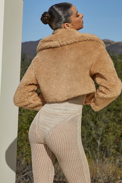 nők Oh Polly Cser tekerje be levágott, túlméretezett galléros mackódzseki 6F8P8828