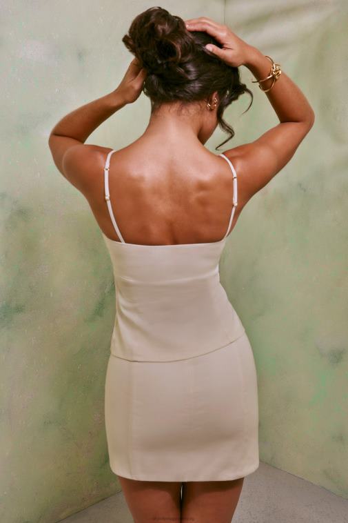 nők Oh Polly fehér alva sweetheart nyakkivágású elöl nyakkendős vászon felső 6F8P8574