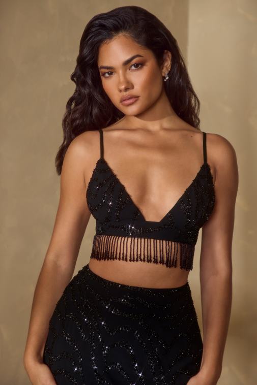 nők Oh Polly fekete vaira díszített melltartó felső 6F8P8600