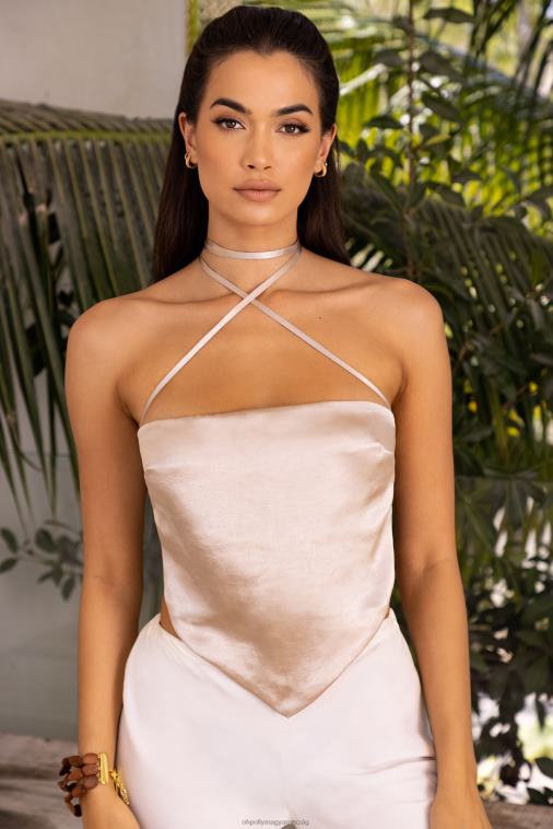 nők Oh Polly kő hot springs szatén crossover sál felső 6F8P8690