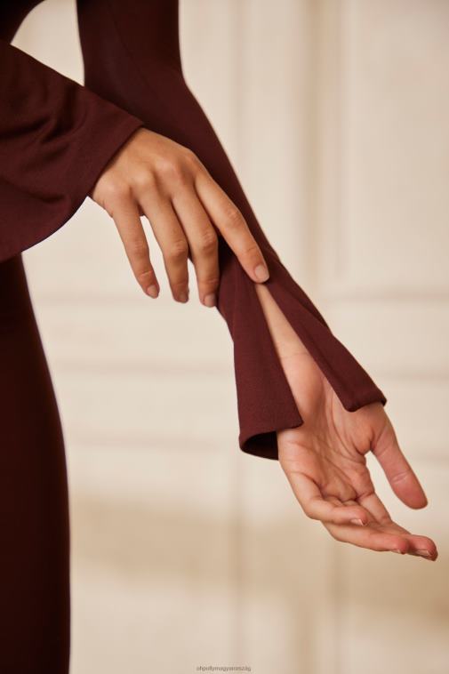 nők Oh Polly barna amata sweetheart dekoltázs hosszú ujjú jumpsuit 6F8P8784