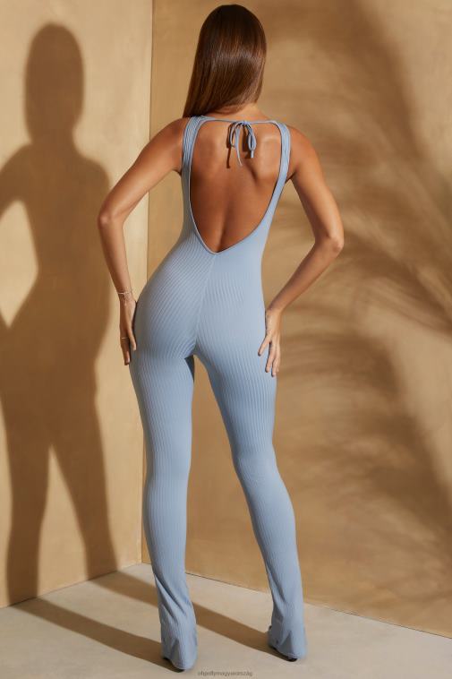 nők Oh Polly világoskék citra bordázott hátul kivágott jumpsuit 6F8P8758