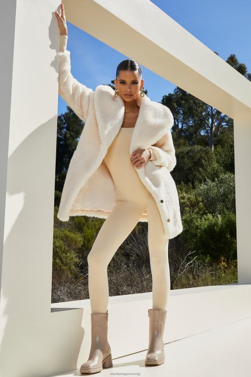 nők Oh Polly elefántcsont ölelj kendős galléros mackókabátot 6F8P8860