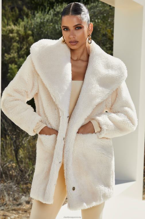 nők Oh Polly elefántcsont ölelj kendős galléros mackókabátot 6F8P8860