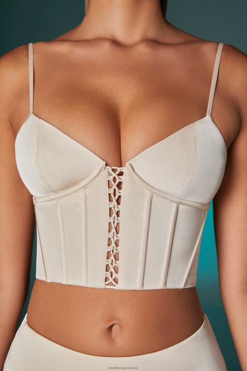 nők Oh Polly elefántcsont hera fűzős elöl fűzős crop top 6F8P8623
