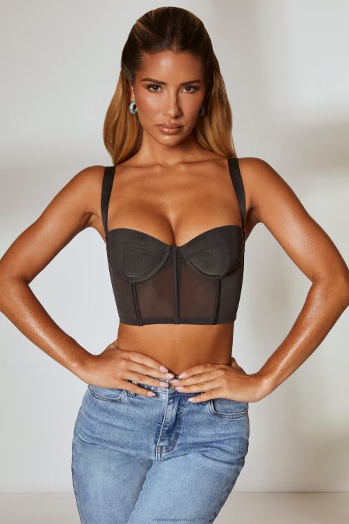 nők Oh Polly fekete borderline fűző crop top 6F8P8641