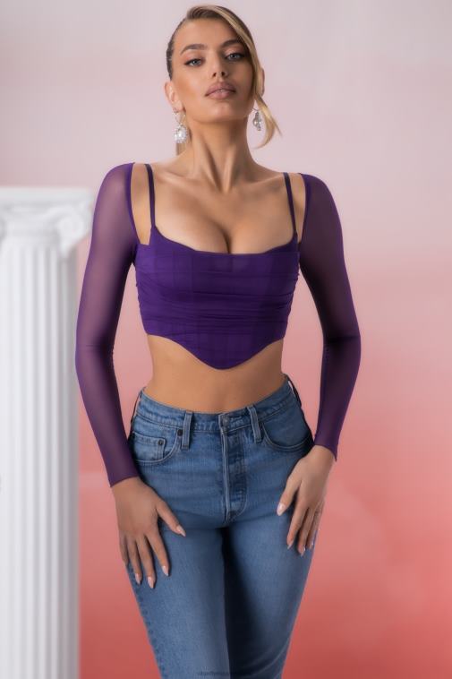 nők Oh Polly ibolya eros hosszú ujjú crop top 6F8P8683
