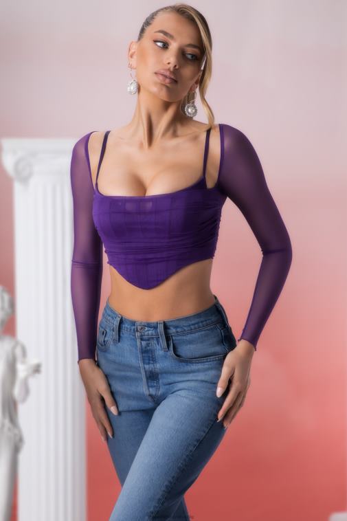 nők Oh Polly ibolya eros hosszú ujjú crop top 6F8P8683
