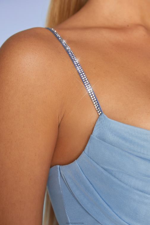 nők Oh Polly kék la rochelle díszítésű pántos crop top 6F8P8667