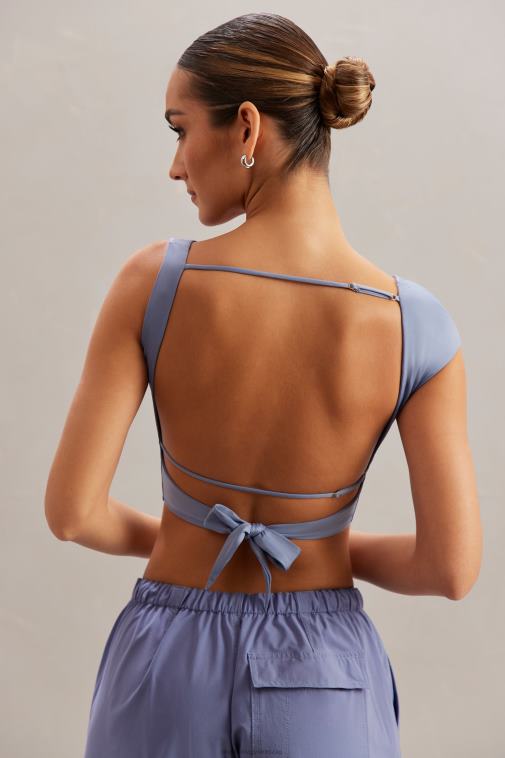 nők Oh Polly kék yindi burkolat nyakú crop top 6F8P8603