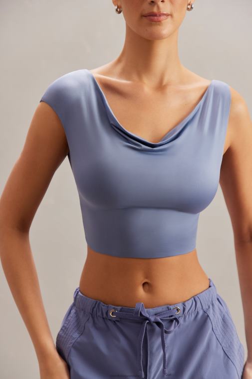nők Oh Polly kék yindi burkolat nyakú crop top 6F8P8603