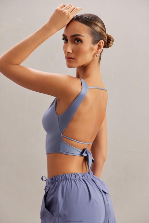 nők Oh Polly kék yindi burkolat nyakú crop top 6F8P8603
