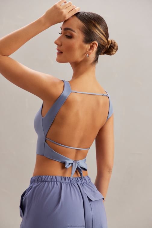 nők Oh Polly kék yindi burkolat nyakú crop top 6F8P8603