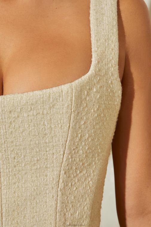 nők Oh Polly kő una tweed szögletes nyakú fűző crop top 6F8P8712