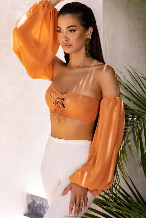 nők Oh Polly karamella Wanderlust bardot kivágott crop top 6F8P8692