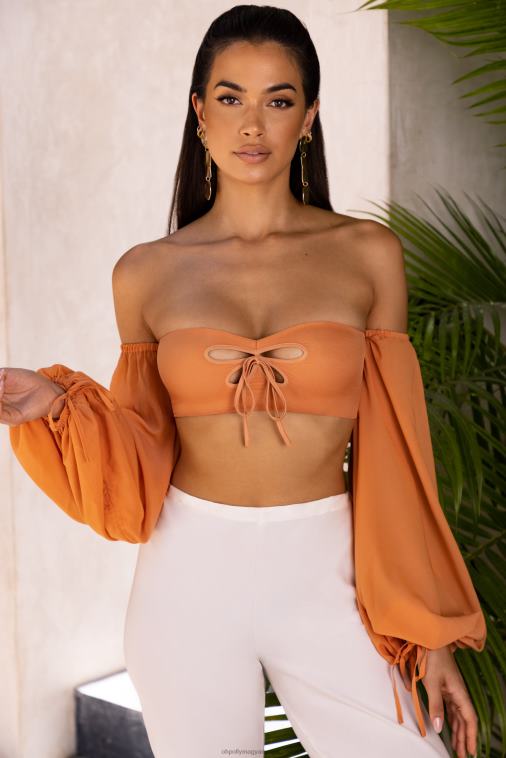 nők Oh Polly karamella Wanderlust bardot kivágott crop top 6F8P8692
