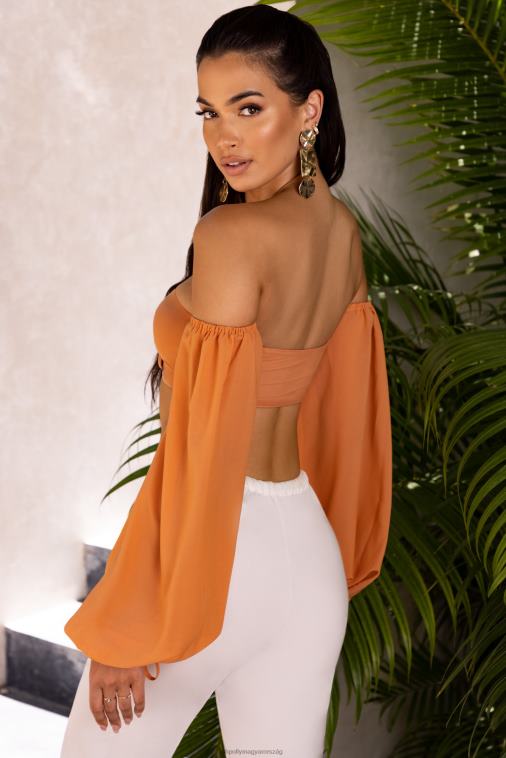 nők Oh Polly karamella Wanderlust bardot kivágott crop top 6F8P8692