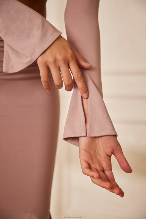 nők Oh Polly mályvaszínű amina hosszú ujjú elöl csavaros crop felső 6F8P8612