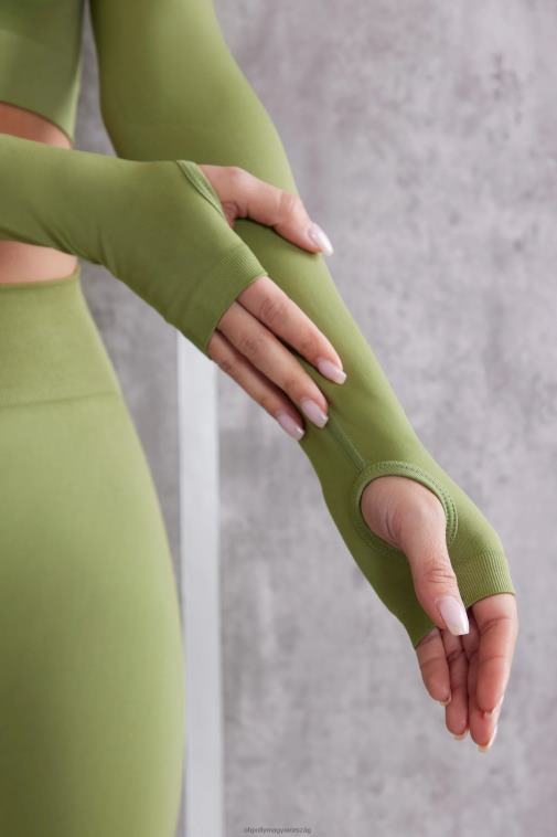 nők Oh Polly olajbogyó ösztönös hosszú ujjú crop top 6F8P8708