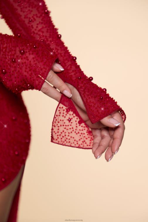 nők Oh Polly piros la desirade díszített burkolat nyakú crop top 6F8P8610