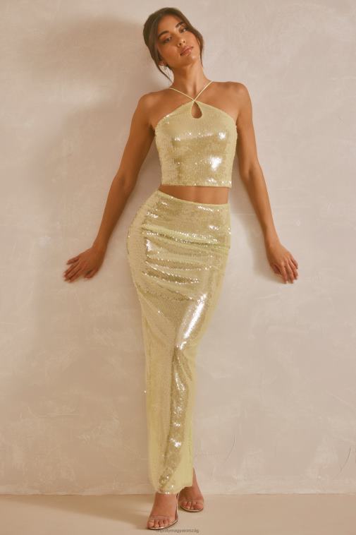 nők Oh Polly pisztácia rhea áttetsző flitter kulcslyuk kivágott kötőfék nyak crop top 6F8P8565