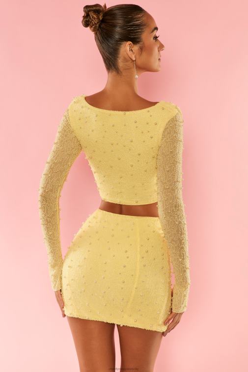 nők Oh Polly sárga ville franche hosszú ujjú, mélyen süllyesztett crop felső 6F8P8650