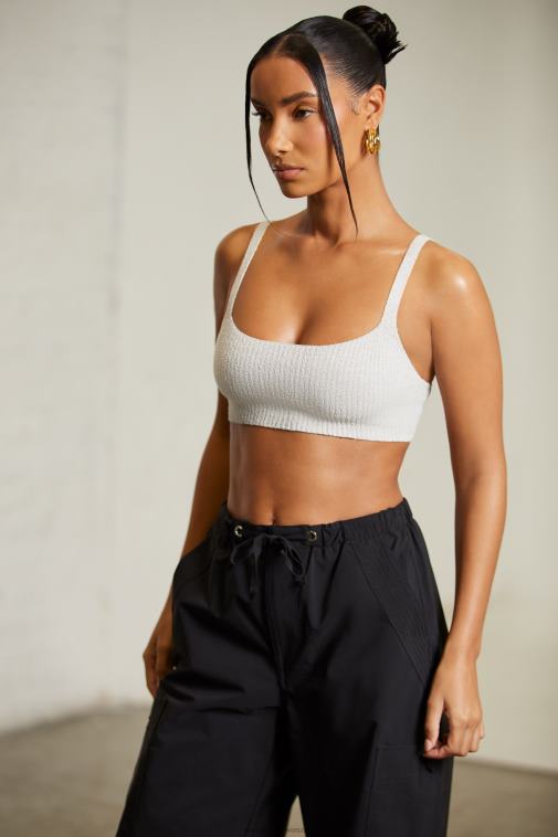 nők Oh Polly szürke iola hajlított nyakú crop top 6F8P8619