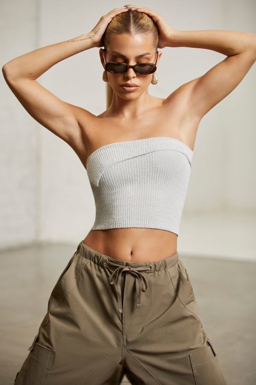nők Oh Polly szürke oran overlap bandeau crop top 6F8P8618