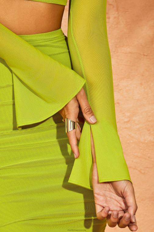 nők Oh Polly zöld belina aszimmetrikus burkolat nyaka kivágott crop top 6F8P8669