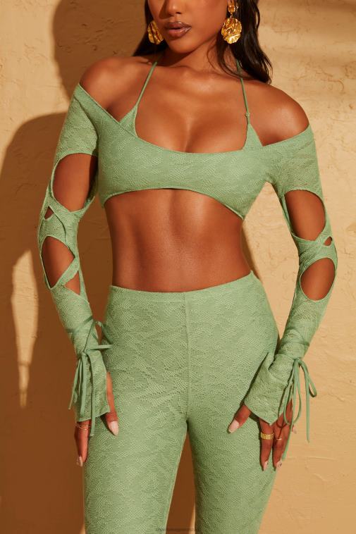 nők Oh Polly zöld thar kivágott crop top 6F8P8653