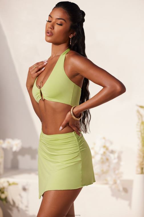nők Oh Polly zöldcitrom zöld lio kötőfék nyak hardver részlet crop top 6F8P8571