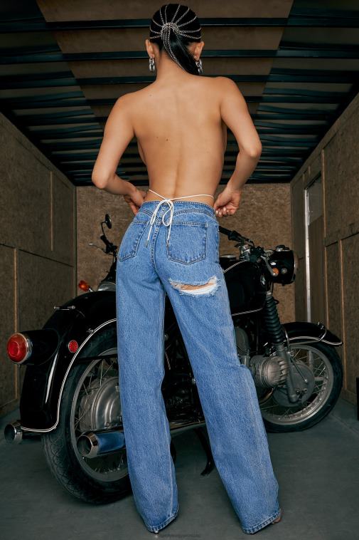 nők Oh Polly kék emelkedik alacsony emelkedésű boyfriend farmer 6F8P8862