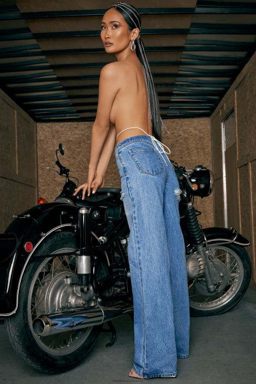 nők Oh Polly kék emelkedik alacsony emelkedésű boyfriend farmer 6F8P8862