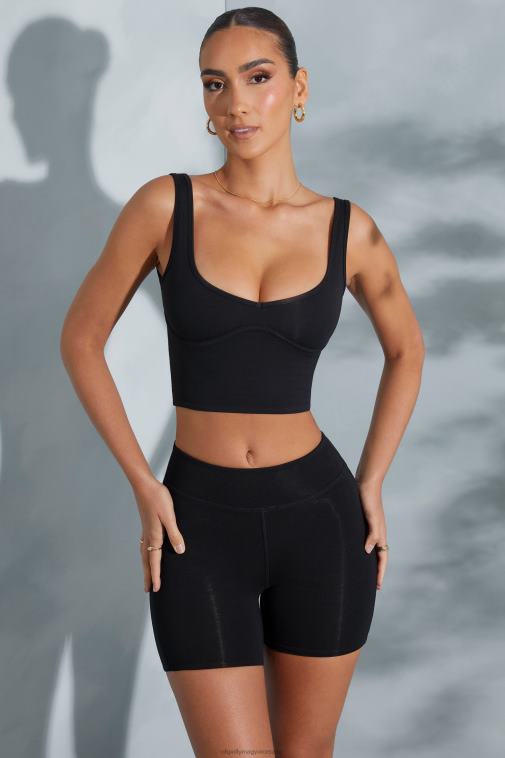 nők Oh Polly fekete taron magas derekú motoros rövidnadrág 6F8P8763