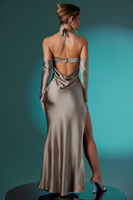 nők Oh Polly tópszín celine hosszú ujjú kötőfék nyakú halfarkú ruha 6F8P8276