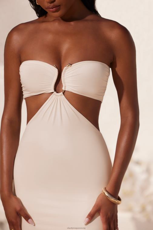 nők Oh Polly elefántcsont boróka dörzsölt hardverrészlet bandeau padlóig érő ruha 6F8P820