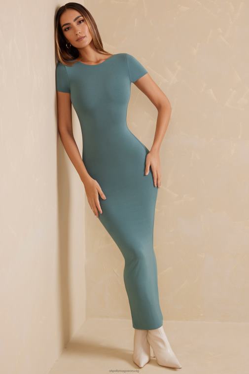 nők Oh Polly a zöldeskék alira sapkás ujjú, hátul nyitott maxiruha 6F8P885