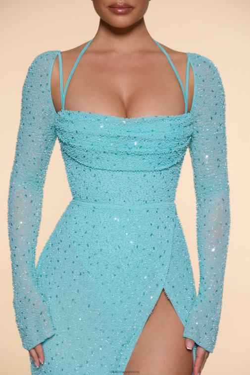 nők Oh Polly aqua champel díszített burkolatú nyakú maxiruha 6F8P865