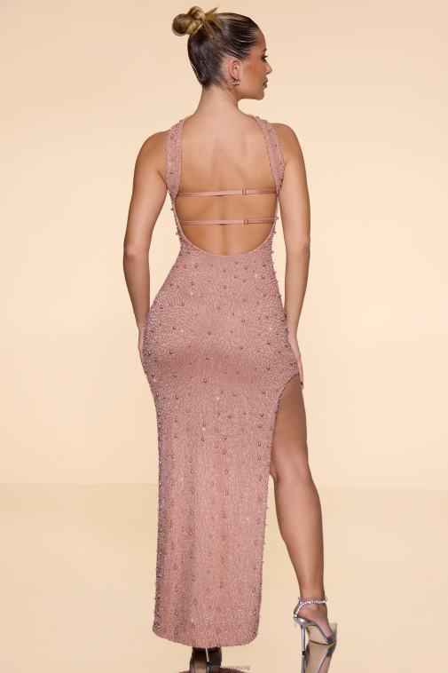 nők Oh Polly bézs belgravia díszítésű bandeau maxi ruha 6F8P863