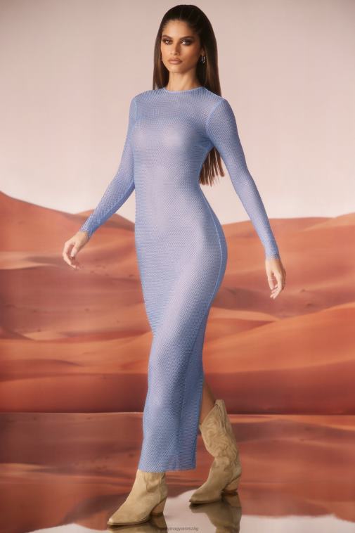 nők Oh Polly kék yasmin díszítésű, hosszú ujjú maxi ruha 6F8P848