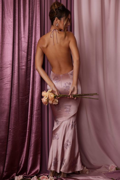 nők Oh Polly mályvaszínű gisele mély burkolatú halfarkú maxiruha 6F8P889