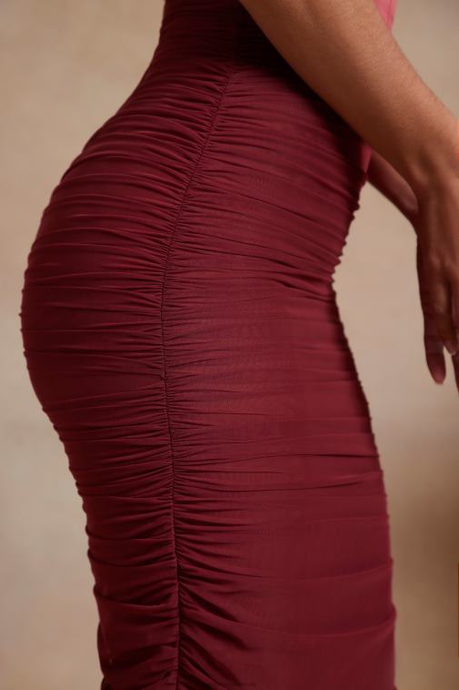 nők Oh Polly piros Cecily le a válláról dörzsölt fűzős maxiruha 6F8P8280