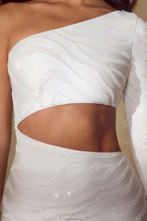 nők Oh Polly törtfehér derűs egyujjú kivágott maxi ruha 6F8P854