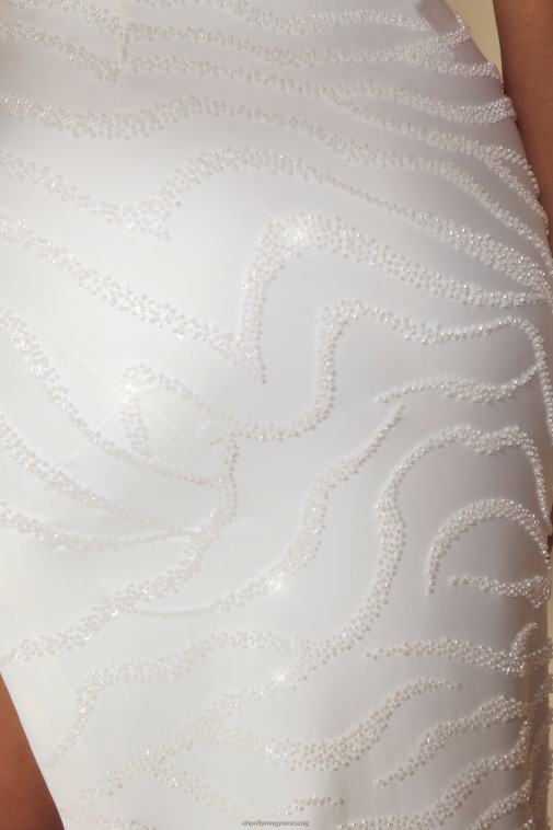 nők Oh Polly törtfehér derűs egyujjú kivágott maxi ruha 6F8P854