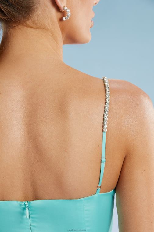 nők Oh Polly aqua farrah wrap midi ruha 6F8P8180