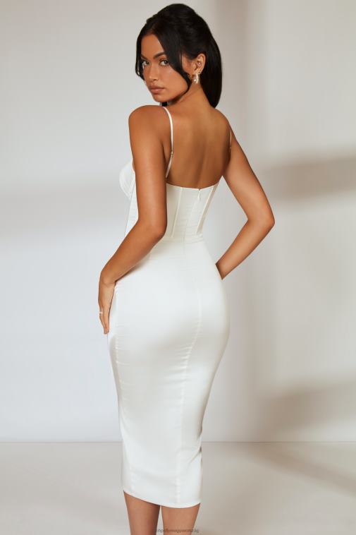 nők Oh Polly elefántcsont gyengédség terített szoknya fűzős midi ruha 6F8P8386