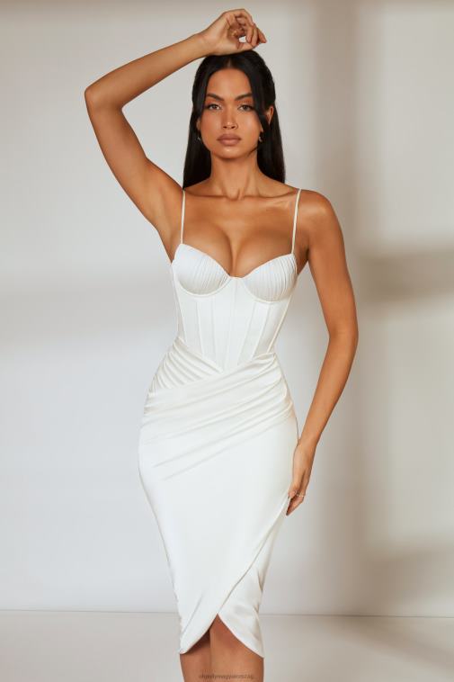 nők Oh Polly elefántcsont gyengédség terített szoknya fűzős midi ruha 6F8P8386