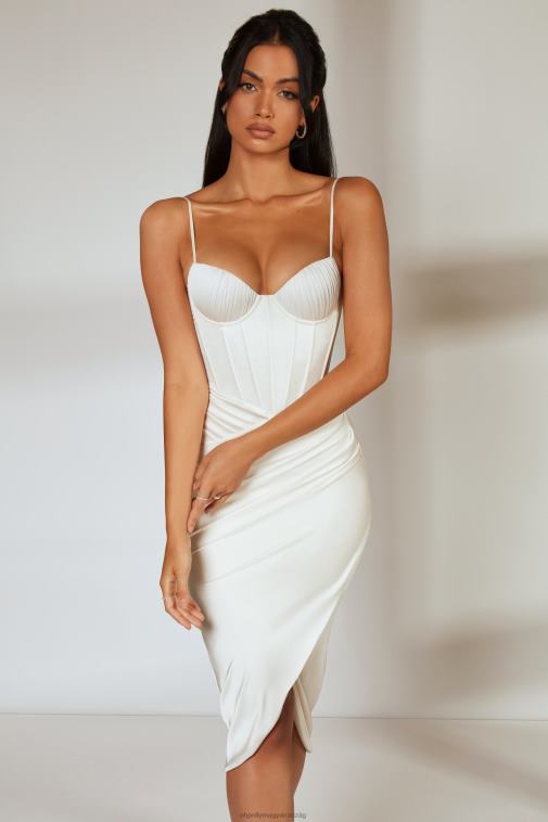 nők Oh Polly elefántcsont gyengédség terített szoknya fűzős midi ruha 6F8P8386