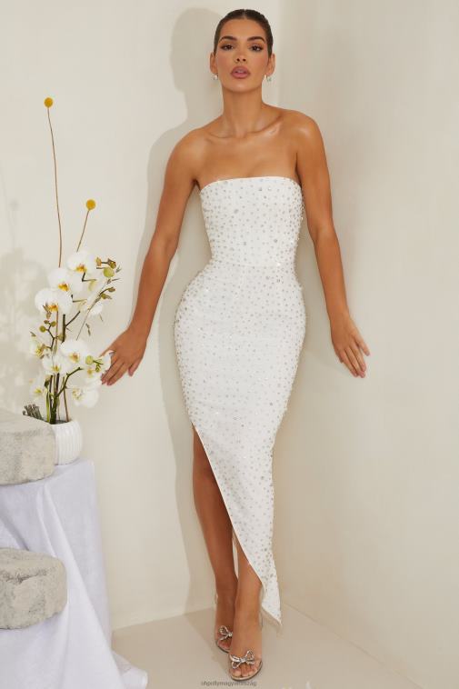 nők Oh Polly fehér vivica kézzel díszített aszimmetrikus midi ruha 6F8P8219